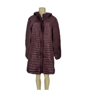 Patagonia XL Women Fiona Lightweight Down Parka Hood Puffer Zip Jacket FLAWS A16
